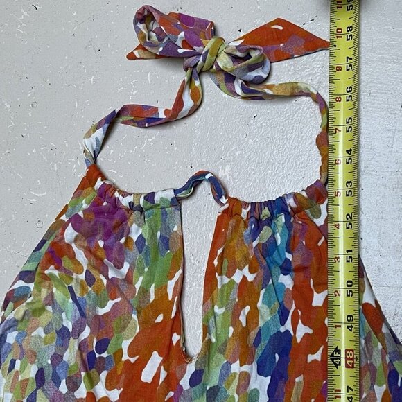 Three Dots Dress Womens Medium Maxi Multicolored Sleeveless Drawstring Racerback - Picture 7 of 14